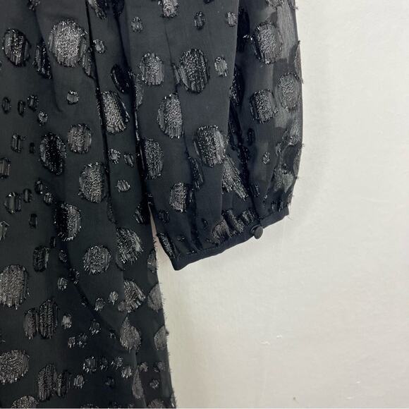 J. Crew Black A-Line Metallic Dot Jacquard Dress Size 4 - Picture 10 of 14